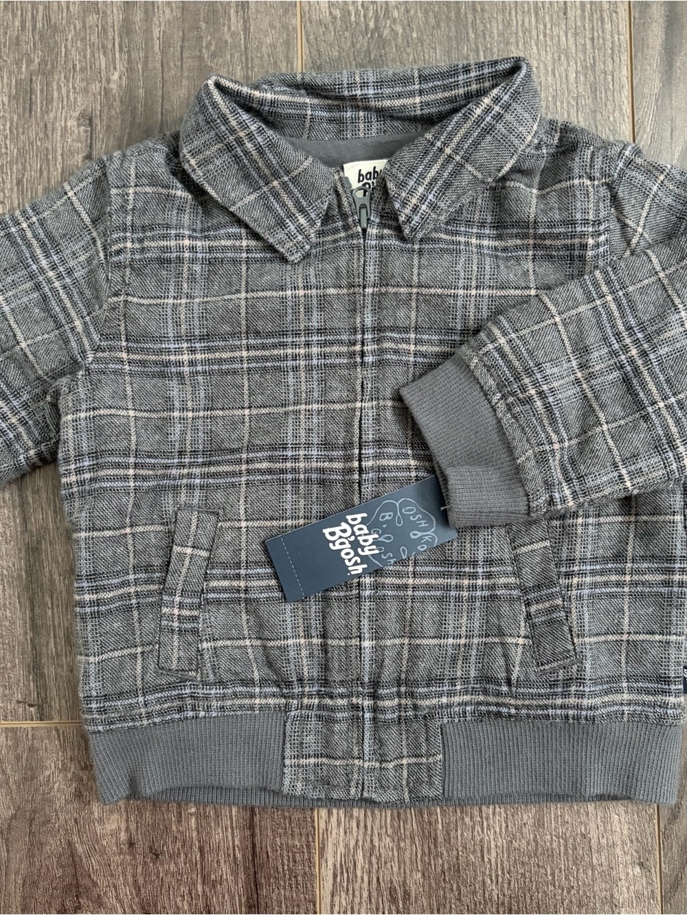 OshKosh Baby B'Gosh Boy’s Gray Plaid Zip Jacket